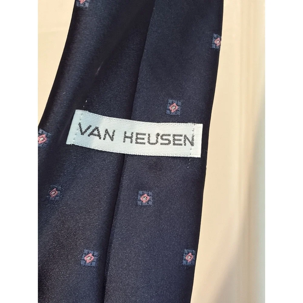 Van Heusen Neck Tie, Navy Blue Polyester Silk Neck Tie, Designer Neck Ties